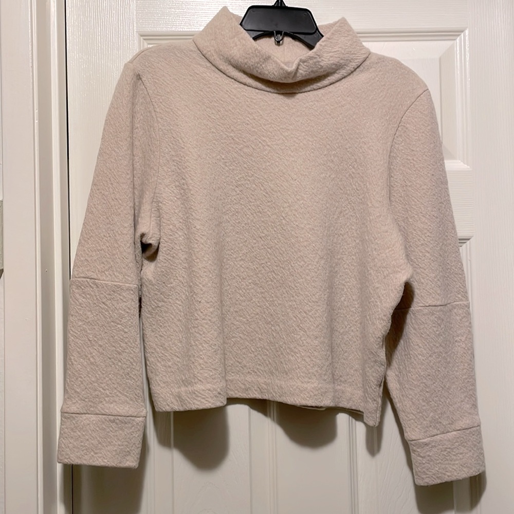COS Brand Cream Wide Turtleneck Drop Shoulder Sweater Top